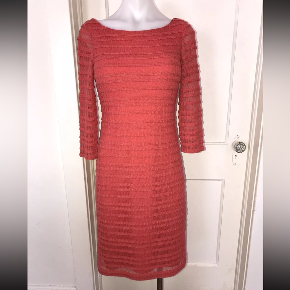 Kay Unger Coral Pink Dress Size 4 Evening Cocktail Party Gorgeous Head Turner